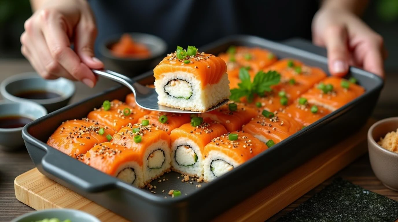 Salmon Sushi bake