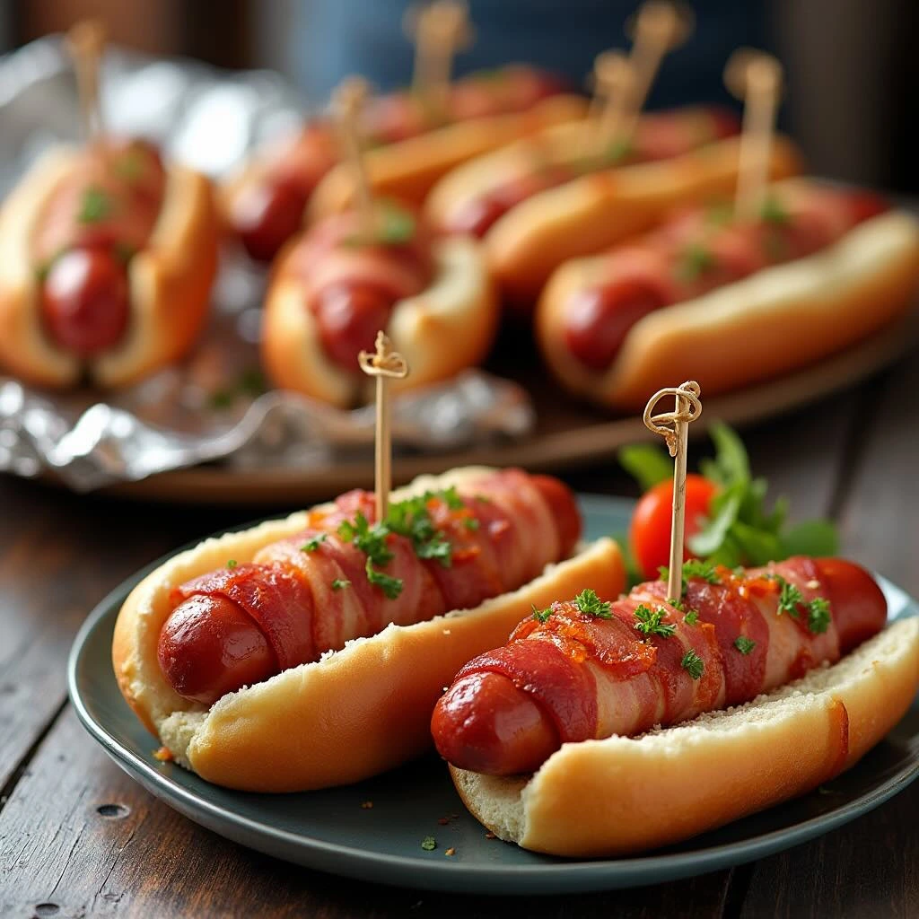 Baken-wrapped hot dogs