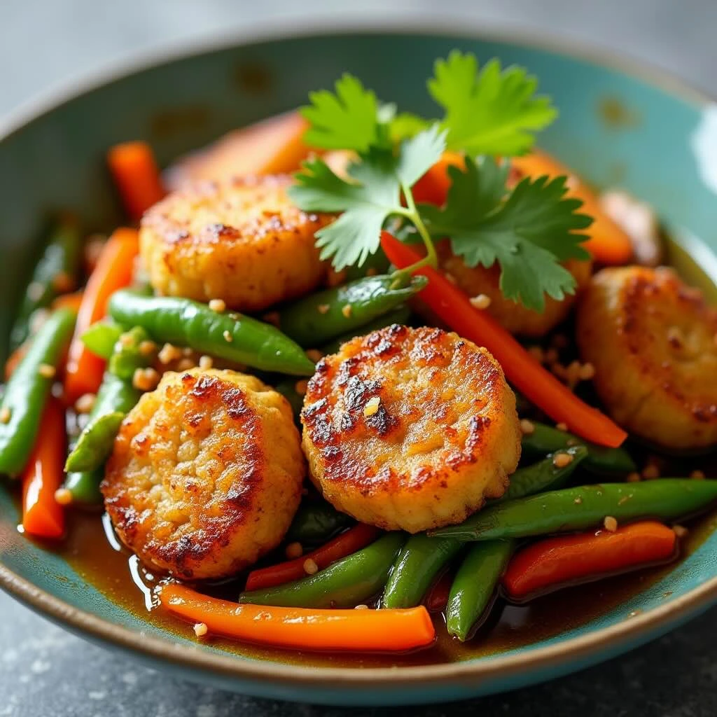 fishcakes and scallops stir fry